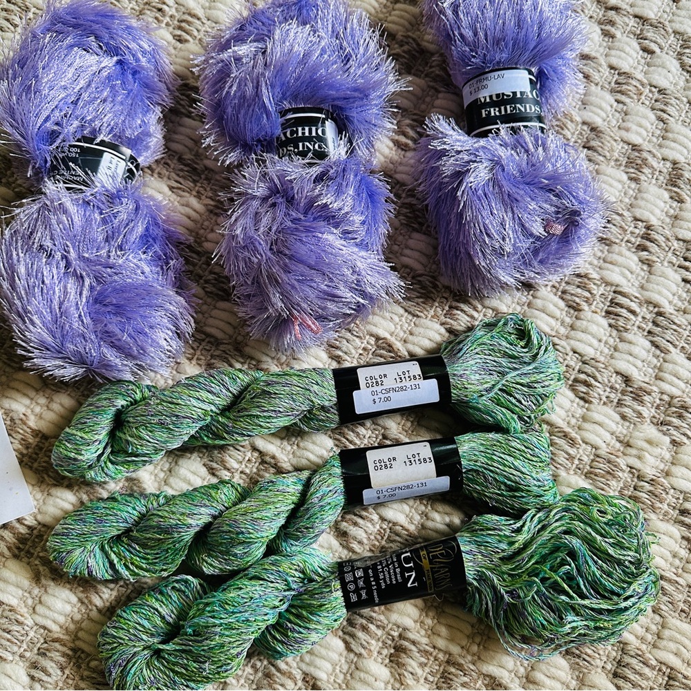 🧶 Bundle of Six Yarn Skeins - Greens & Purples‎